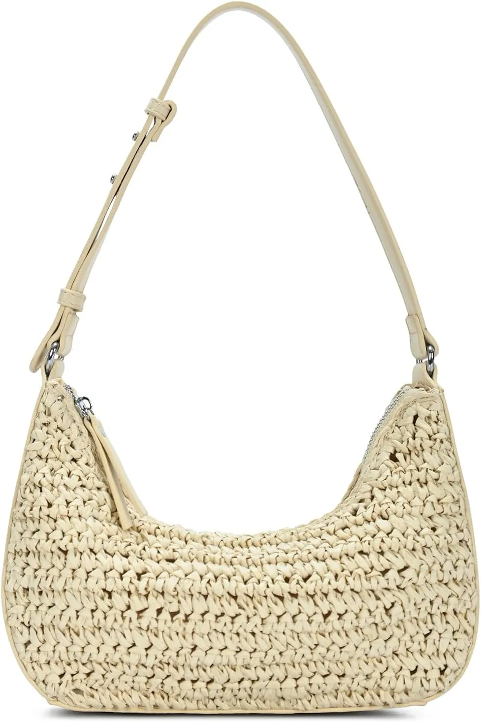 Antik Kraft Jules Straw Shoulder Bag | Handcrafted Straw Purse with Adjustable Shoulder Strap | Eco-Friendly Summer Bag