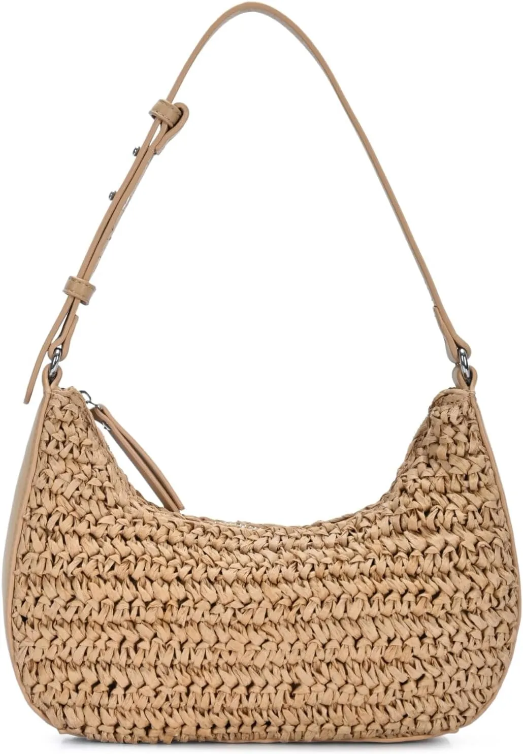 Antik Kraft Jules Straw Shoulder Bag | Handcrafted Straw Purse with Adjustable Shoulder Strap | Eco-Friendly Summer Bag