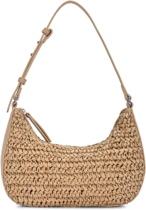 Antik Kraft Jules Straw Shoulder Bag | Handcrafted Straw Purse with Adjustable Shoulder Strap | Eco-Friendly Summer Bag