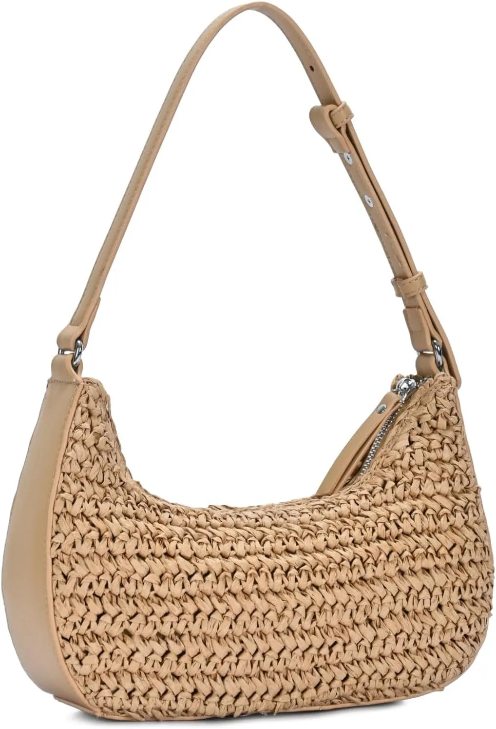 Antik Kraft Jules Straw Shoulder Bag | Handcrafted Straw Purse with Adjustable Shoulder Strap | Eco-Friendly Summer Bag