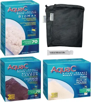 AquaClear 70 HOB Maintenance & Replacement Filter Media Kit, Including Trident Nova Mesh Bags (AquaClear Activated Carbon 3-Pack, Filter Foam Sponge 3-Pack, BioMax Media)