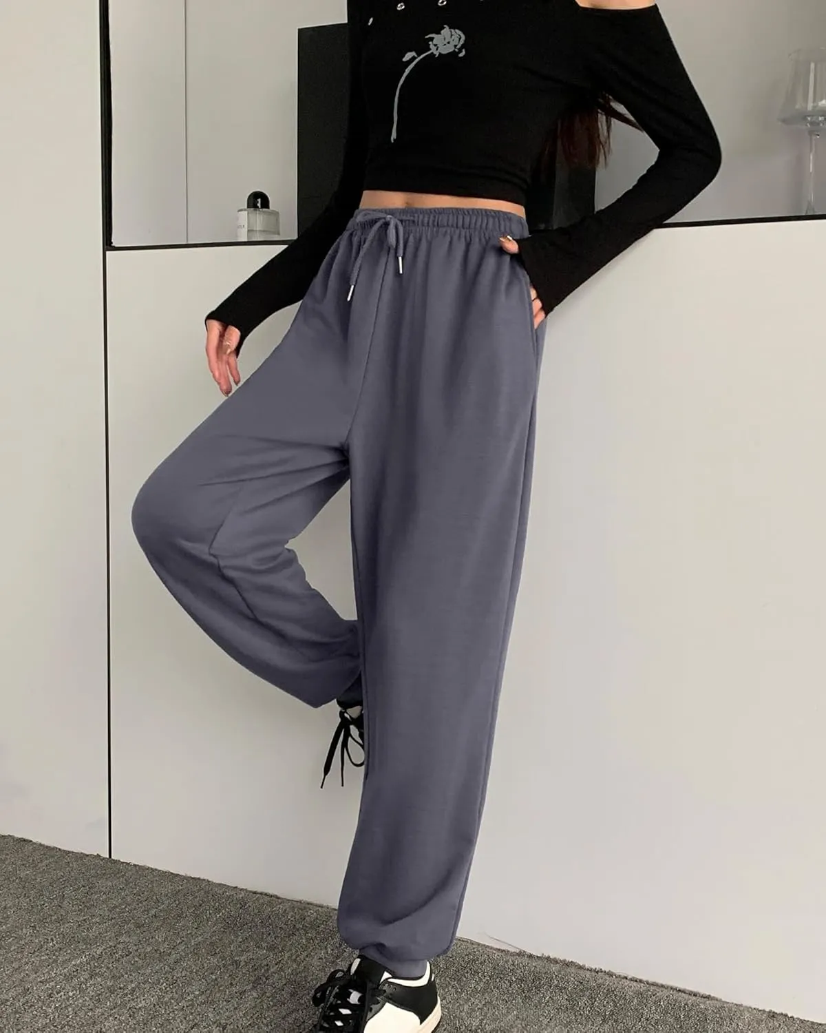ASIMOON Womens Pants Lightweight Loose Casual Joggers Comfy Stretch Yoga Running Workout Lounge Pants with Pockets