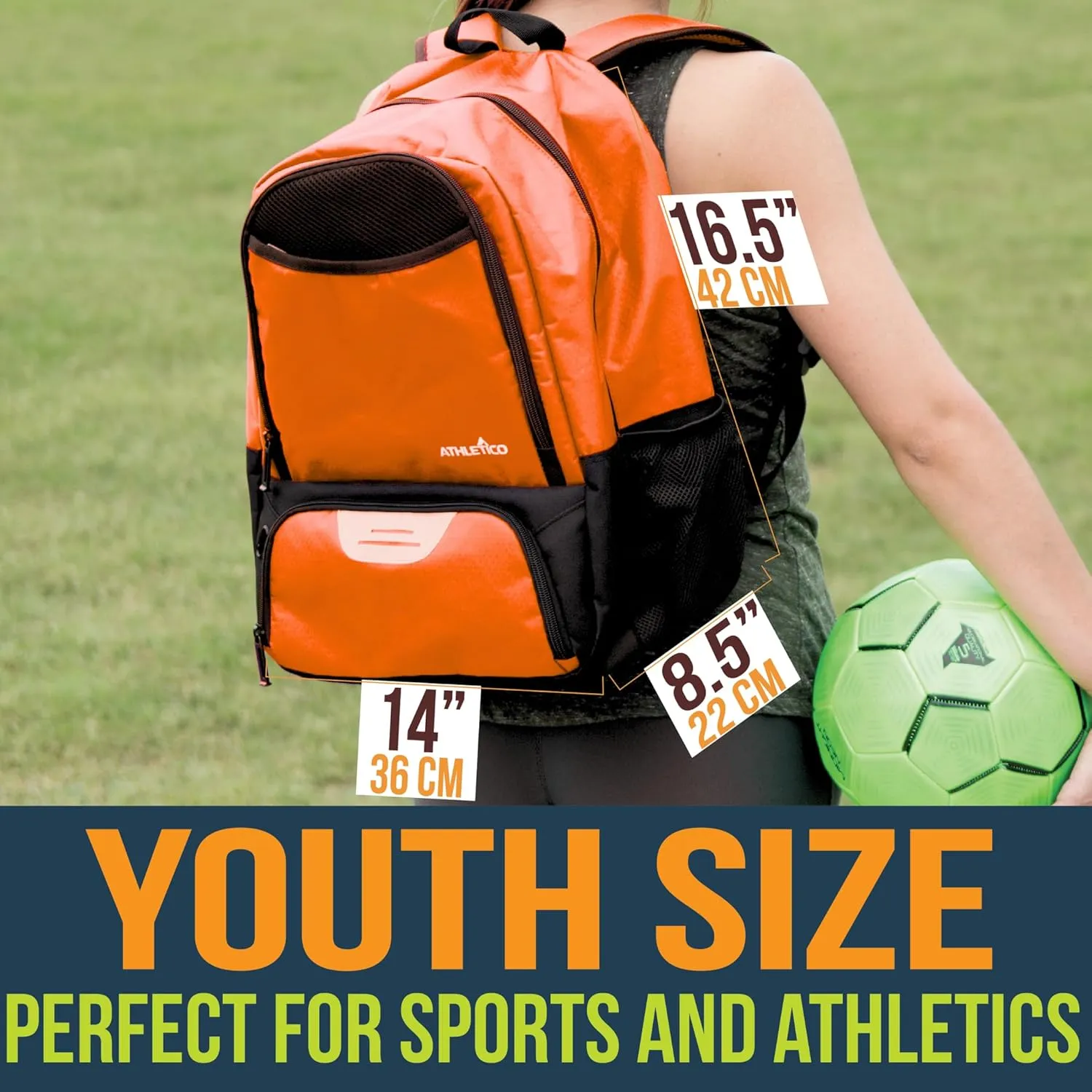 Athletico Youth Soccer Bag - Soccer Backpack & Bags for Basketball, Volleyball & Football | Includes Separate Cleat and Ball Compartment