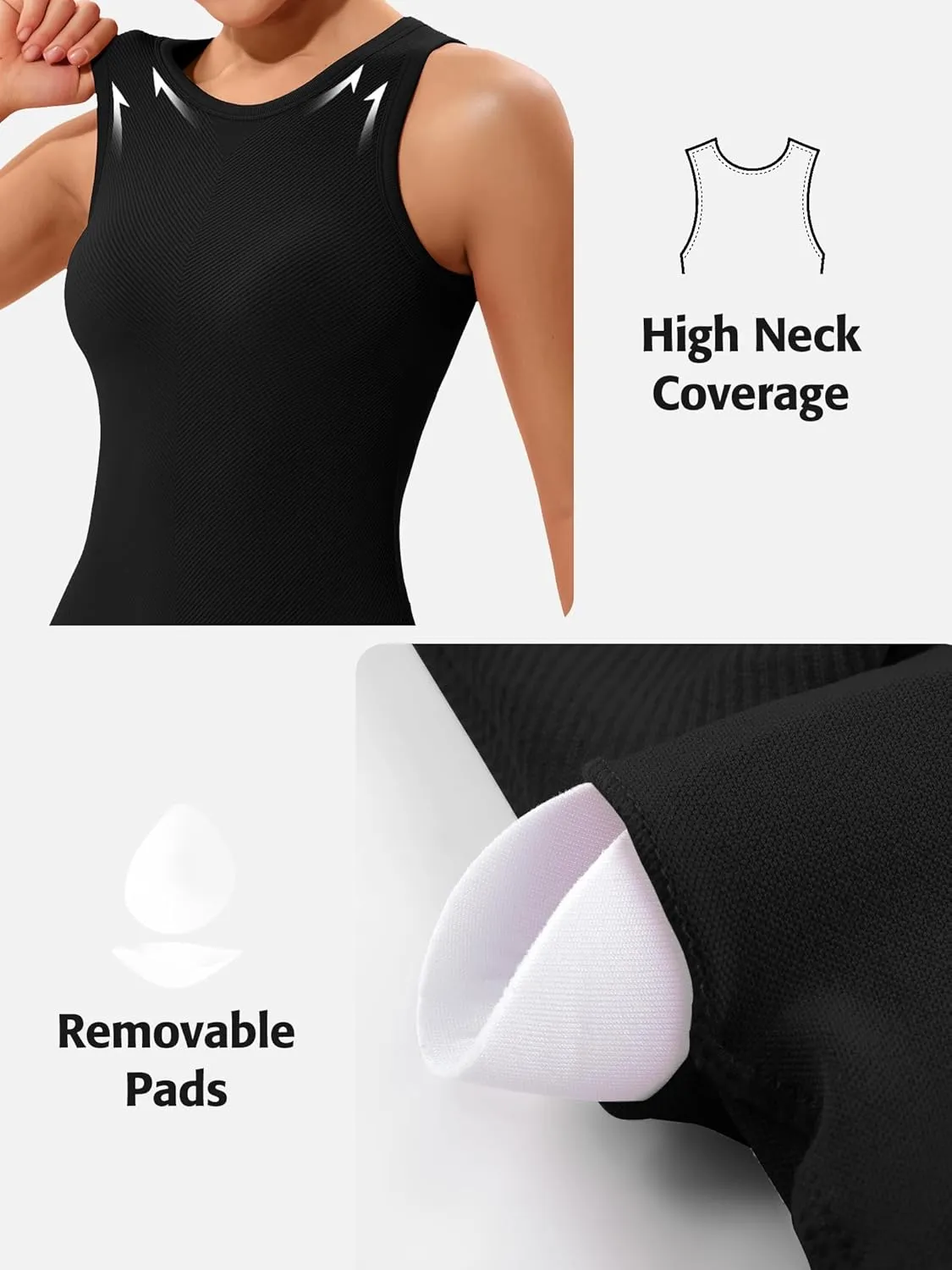 ATTRACO Workout Tank Tops for Women Seamless Full Length Gym Tops Athletic Yoga Top Built in Bra