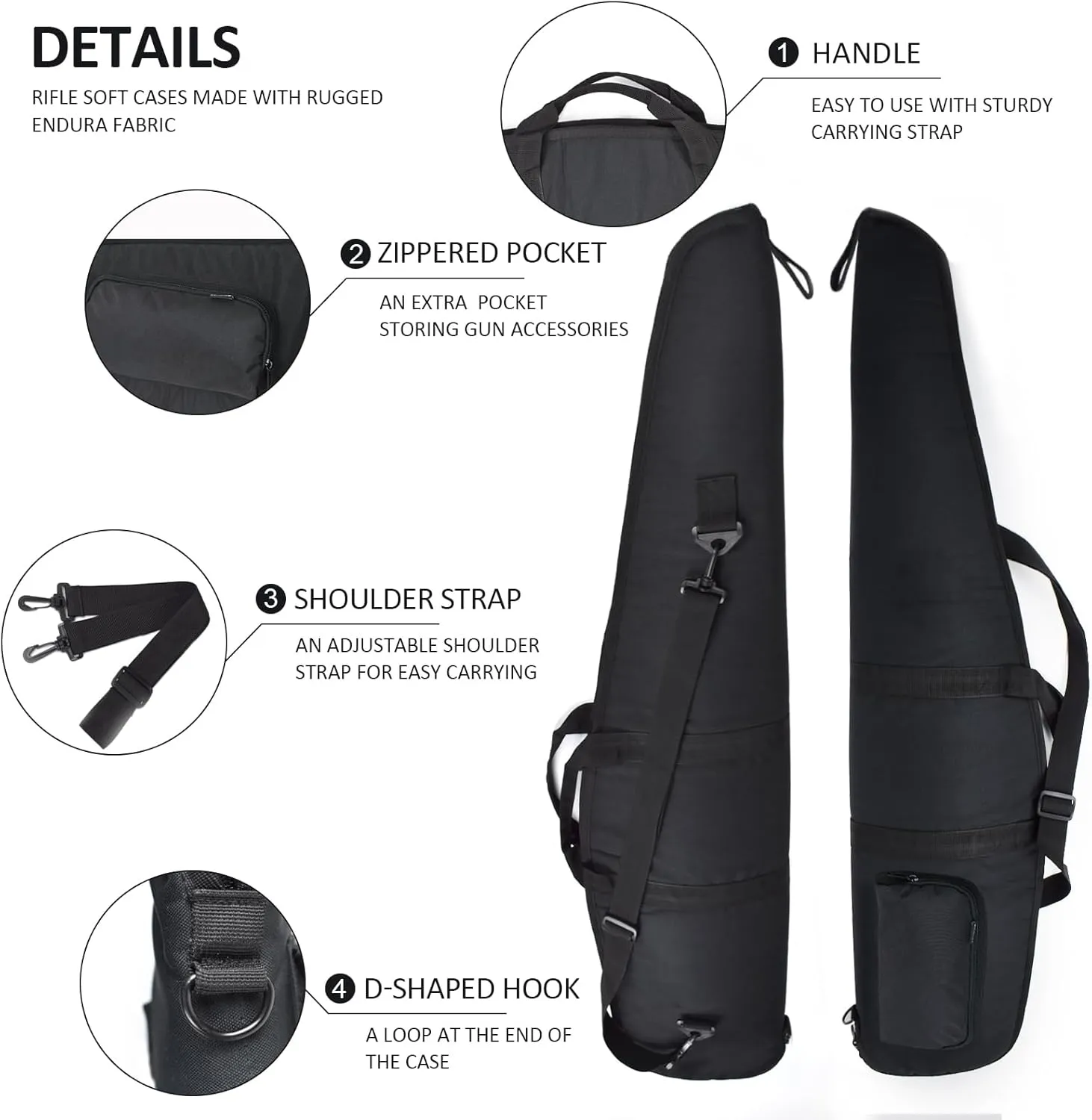 AUMTISC Soft Rifle Case 41/45/49 Padded Shotgun Gun Bag for Storage Scoped Rifles with Zippered Pocket, Detachable Shoulder Sling