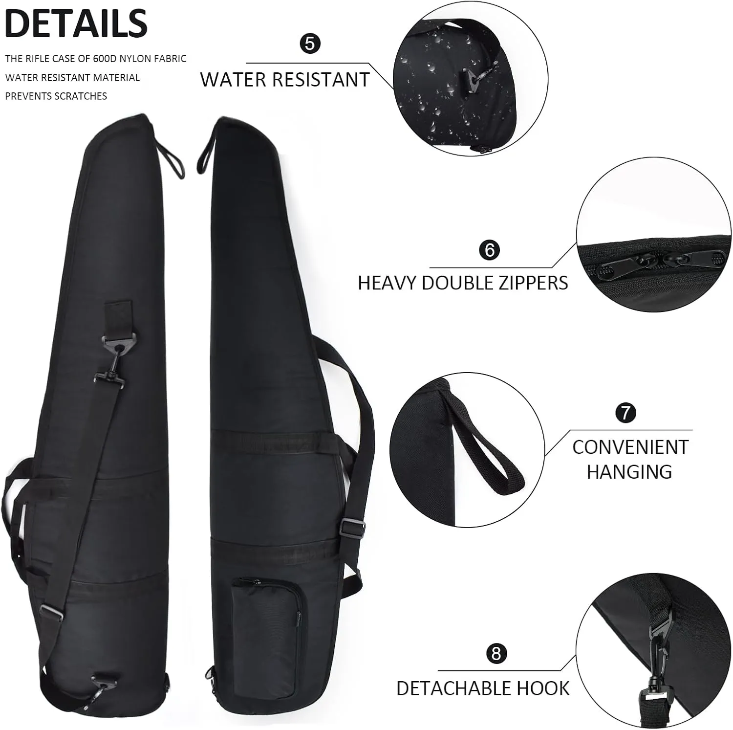 AUMTISC Soft Rifle Case 41/45/49 Padded Shotgun Gun Bag for Storage Scoped Rifles with Zippered Pocket, Detachable Shoulder Sling