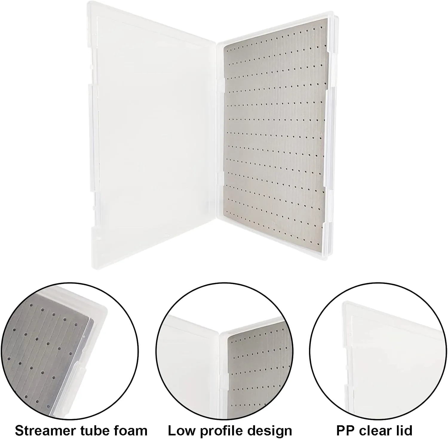 Aventik Super Large Capacity Fly Boxes Slim Foam Clear Lid PP Collection Fishing Boxes Competition Fishing Hook Tackle Boxes(2X24LD)