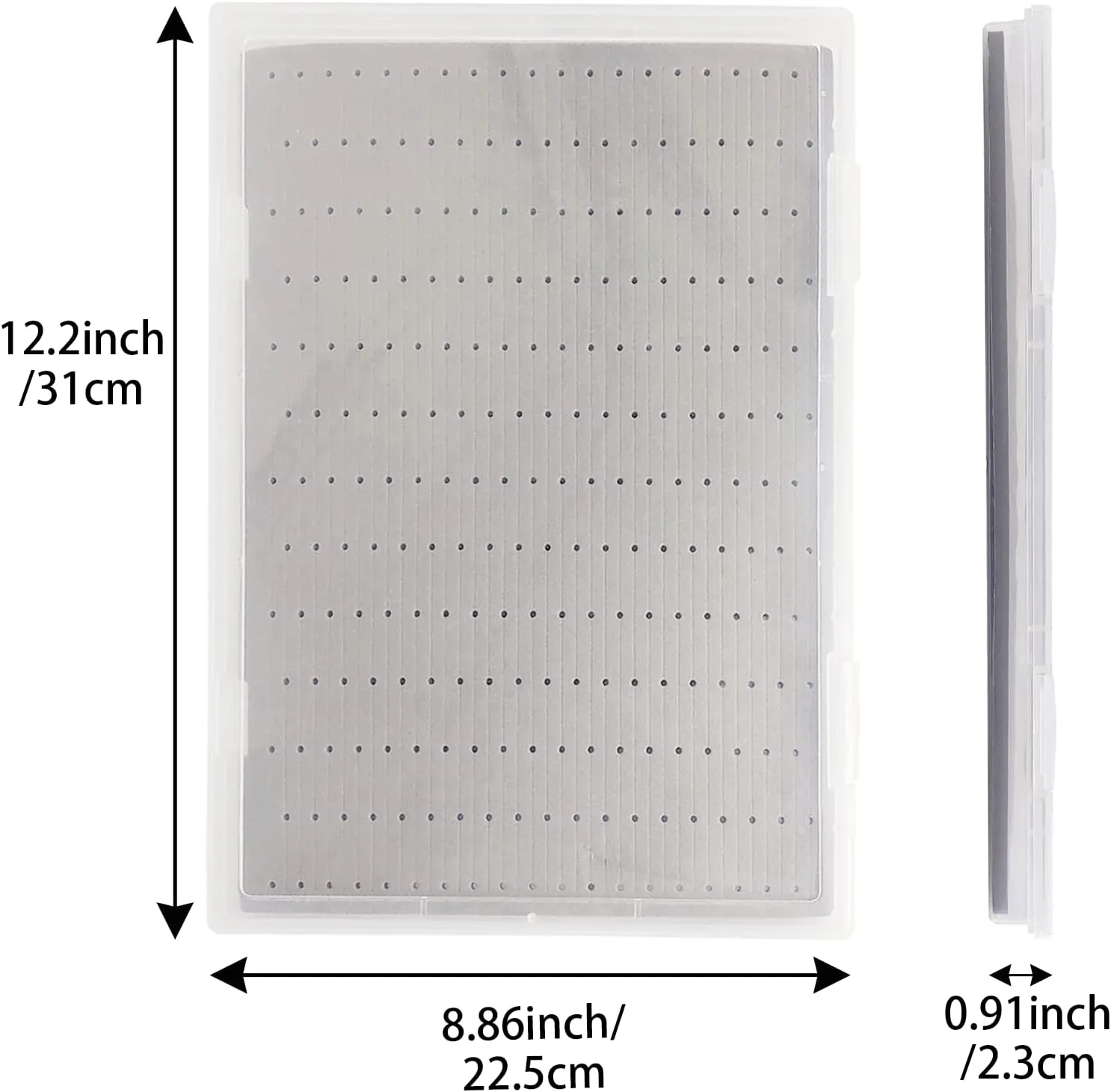 Aventik Super Large Capacity Fly Boxes Slim Foam Clear Lid PP Collection Fishing Boxes Competition Fishing Hook Tackle Boxes(2X24LD)