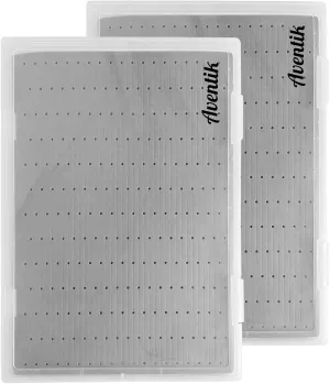 Aventik Super Large Capacity Fly Boxes Slim Foam Clear Lid PP Collection Fishing Boxes Competition Fishing Hook Tackle Boxes(2X24LD)