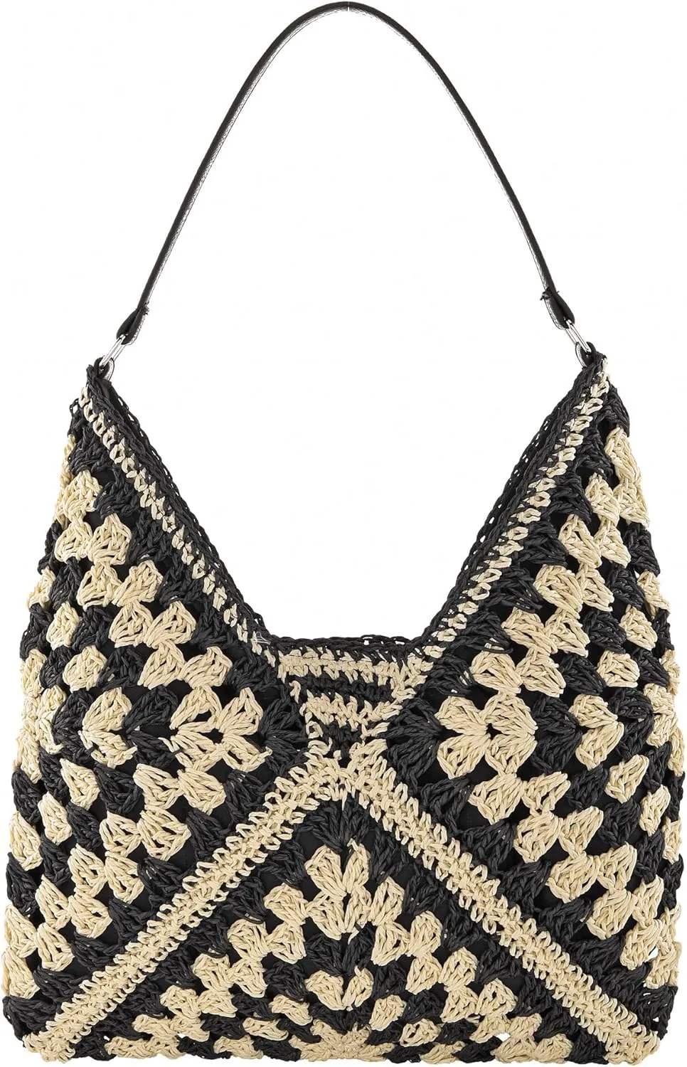 Ayliss Straw Beach Bag Bucket Tote Handbag Women Shoulder Bag Hand Woven Summer Beach Purse Weaving Beach Bucket Bag