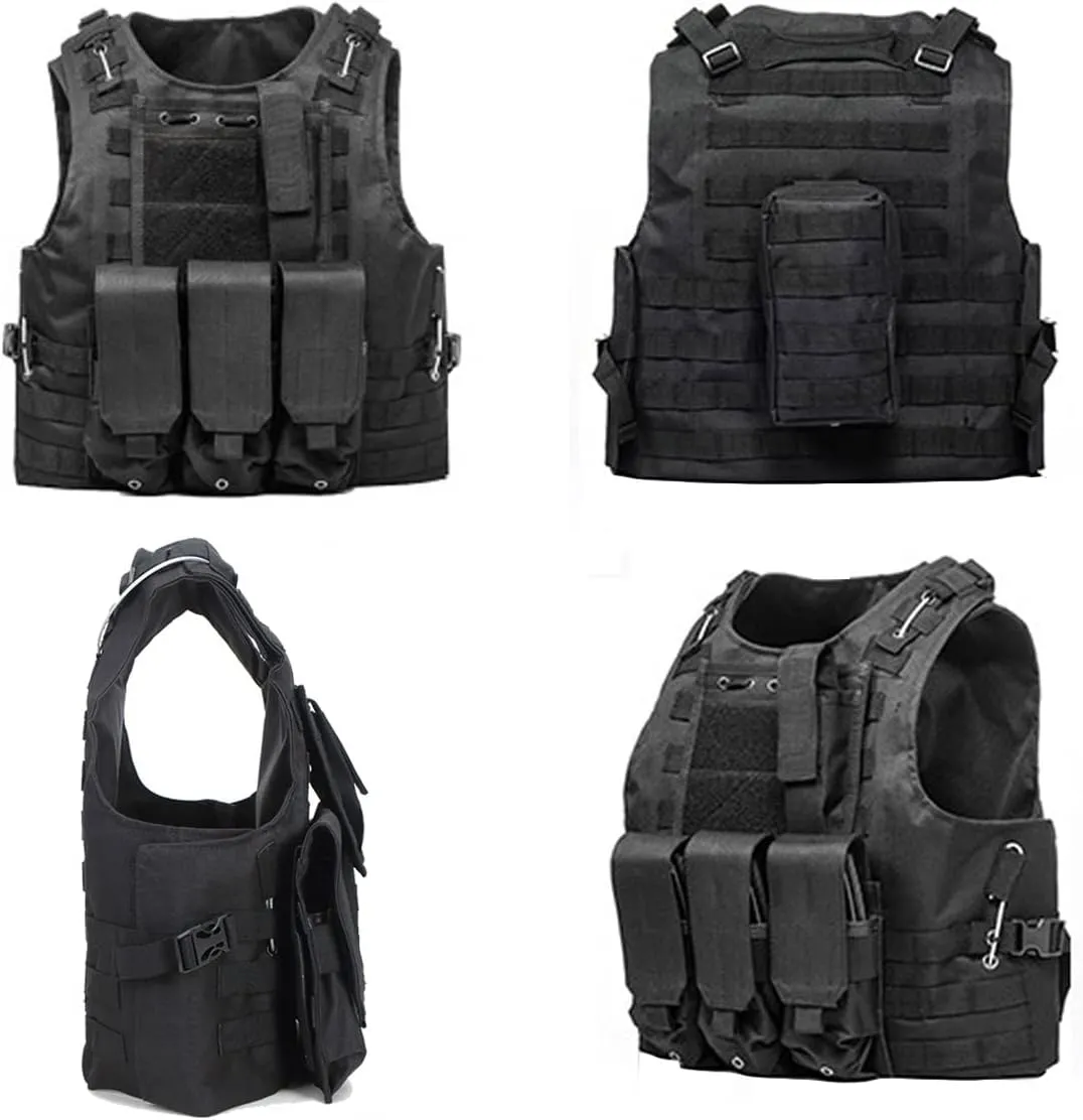 AZB Tactical Vest Adjustable Airsoft Paintball Vest with Removable Pouch