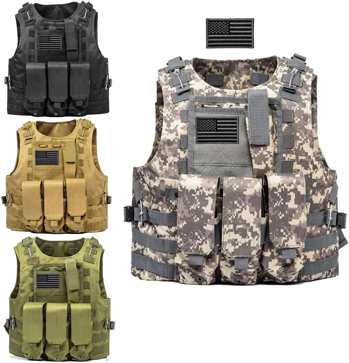 AZB Tactical Vest Adjustable Airsoft Paintball Vest with Removable Pouch