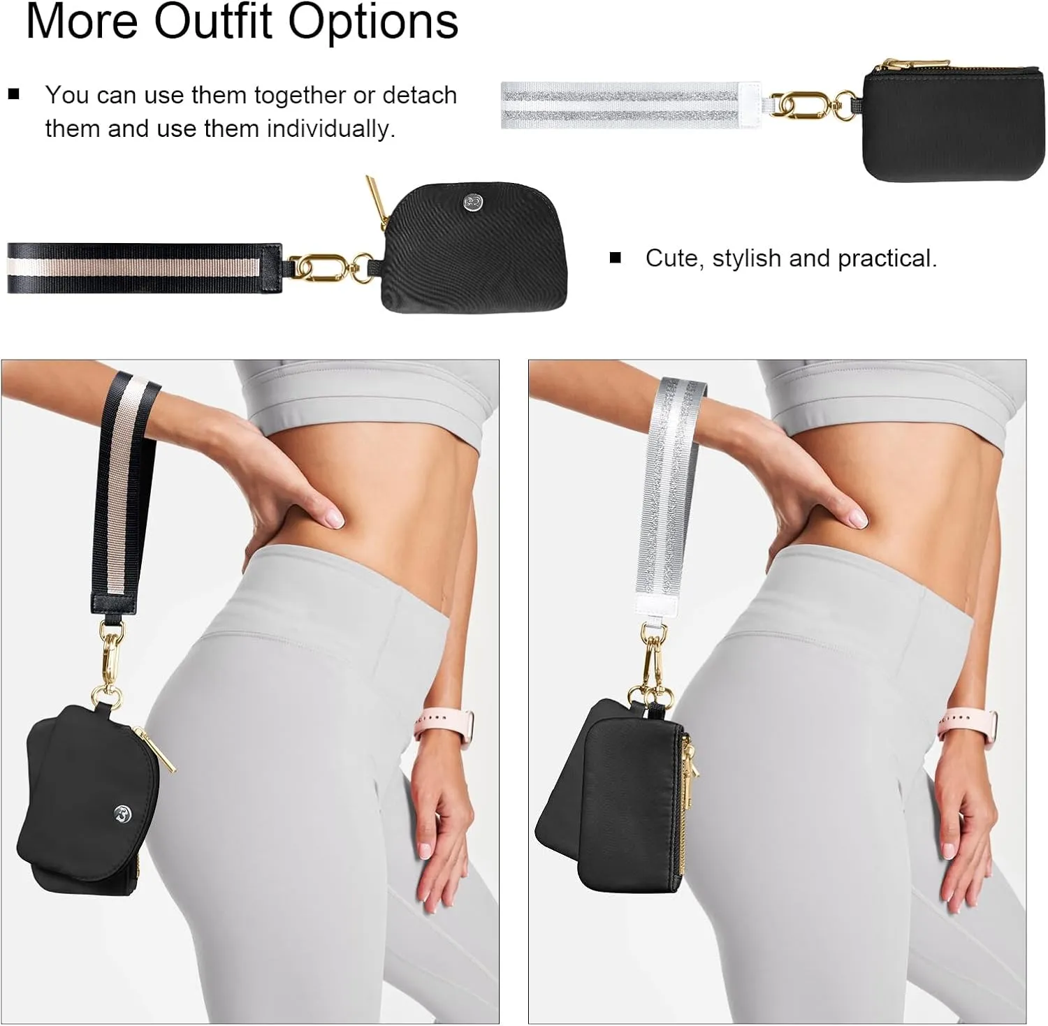 Babysun Mini Zip Around Dual Pouch Wristlet With 2 Straps Wristlet Keychain Wallet for Women Coin Purse Small Cute for Teen Girl