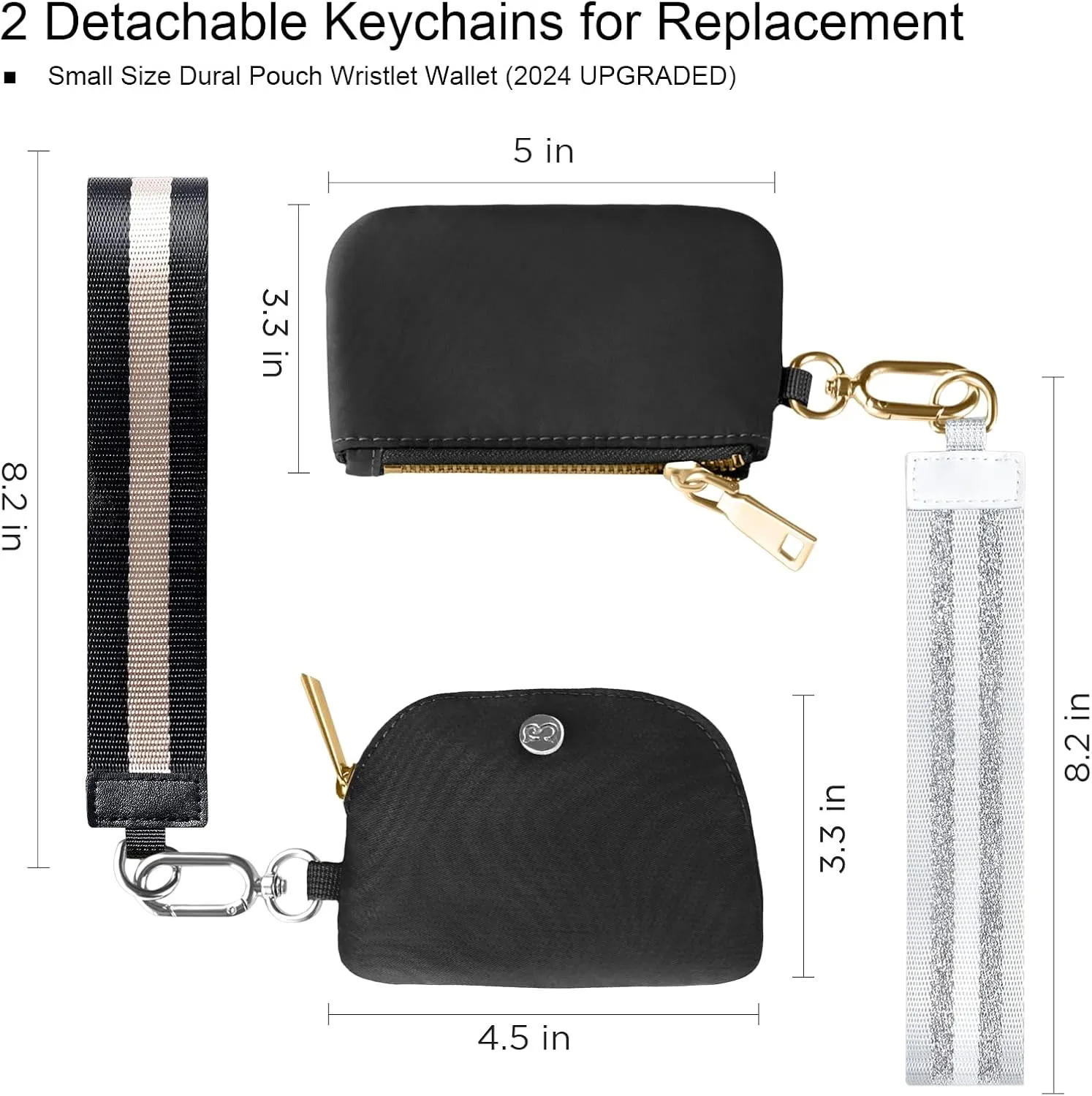 Babysun Mini Zip Around Dual Pouch Wristlet With 2 Straps Wristlet Keychain Wallet for Women Coin Purse Small Cute for Teen Girl