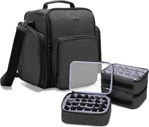 BAFASO Paint Case Hold 72 Bottles of 0.57 fl.oz Miniature Paint or Alcohol Ink, Paint Bag with Multiple Tool Storage Sections, Black (No Accessories Included)