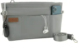 Bag Organizer Insert, Crossbody Bag, Tote Organizer Insert with Adjustable Bag Strap, Waterproof Nylon Purse Inserts (Gray, S)