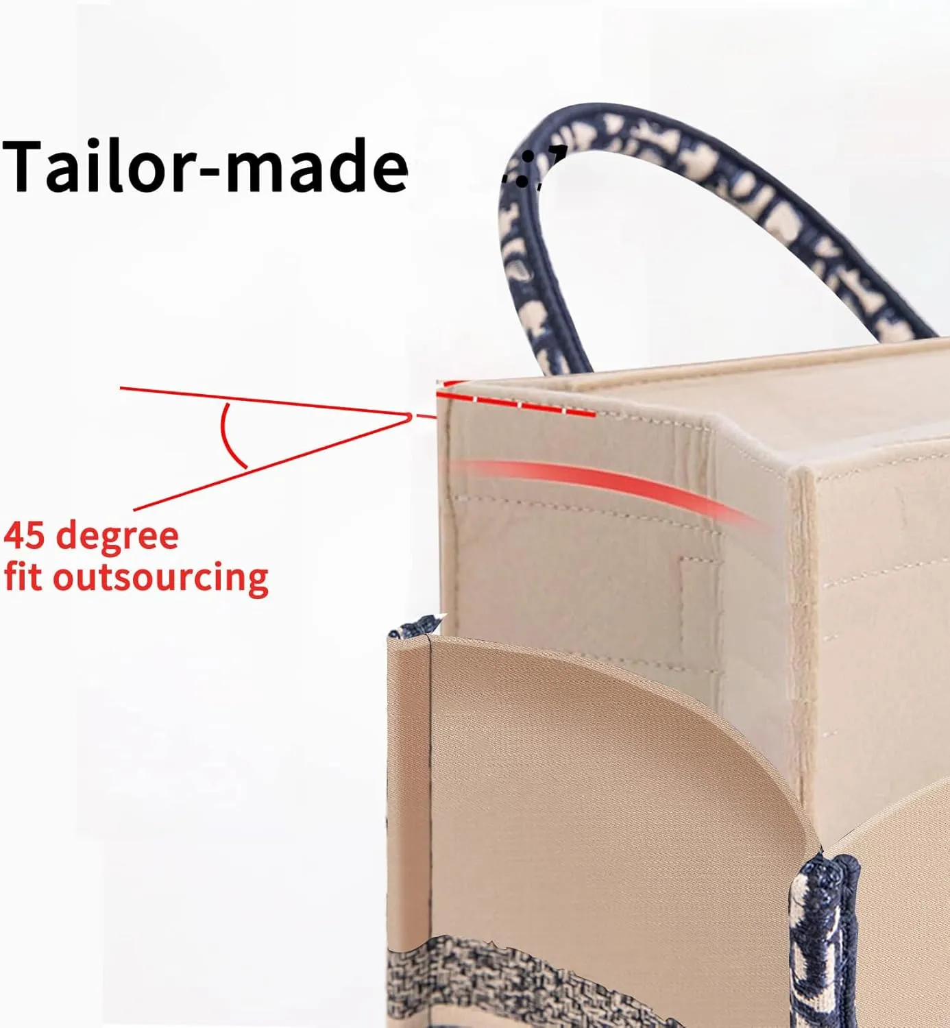 Bag Organizer Insert, Neverfull Organizer, Handbag Storage with Zipper Bag (Beige With Cover, XL)