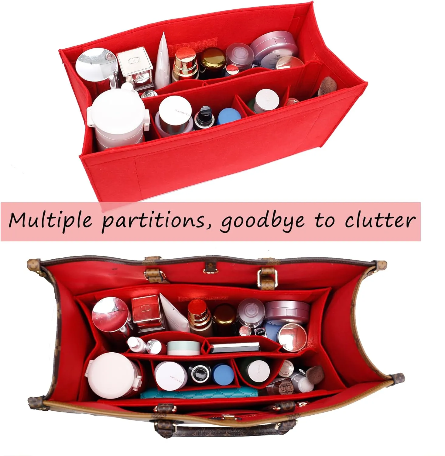 Bag Organizer Insert, Neverfull Organizer, Handbag Storage with Zipper Bag (Beige With Cover, XL)