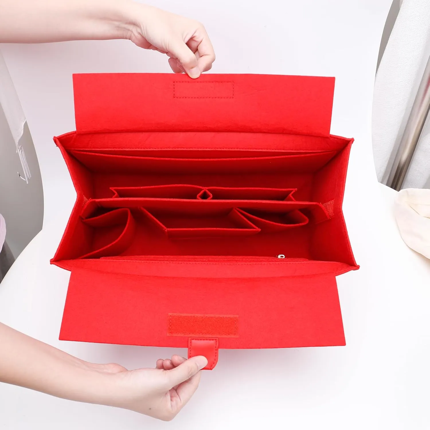 Bag Organizer Insert, Neverfull Organizer, Handbag Storage with Zipper Bag (Beige With Cover, XL)