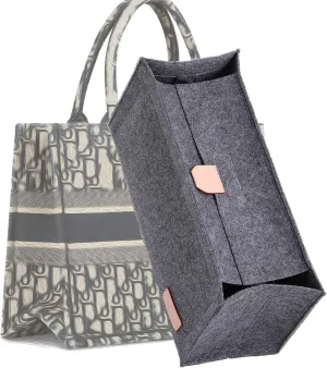 Bag Organizer Insert,Tote Bag Insert For On The Go,Neverfull Organizer,Book tote Bag Insert Organizer,Handbag Storage,Tote Bag Felt Insert with Zipper Bag (Grey With Cover, L)