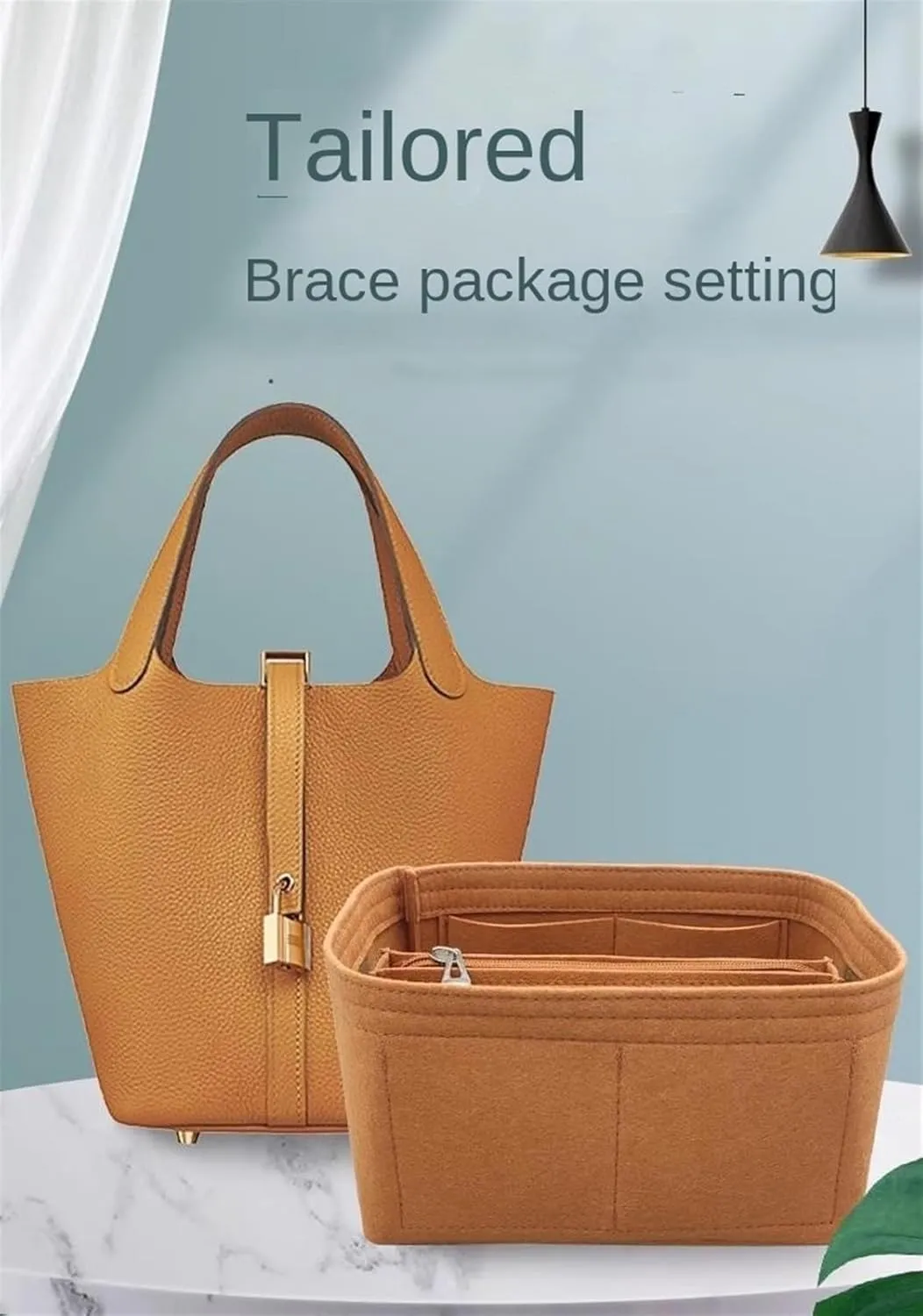 Bag Organizer Liner Storage Bag Bag Storage Insert Portable Makeup Bag for Hermes Picotin18/22/26(Brown B,Picotin 22)
