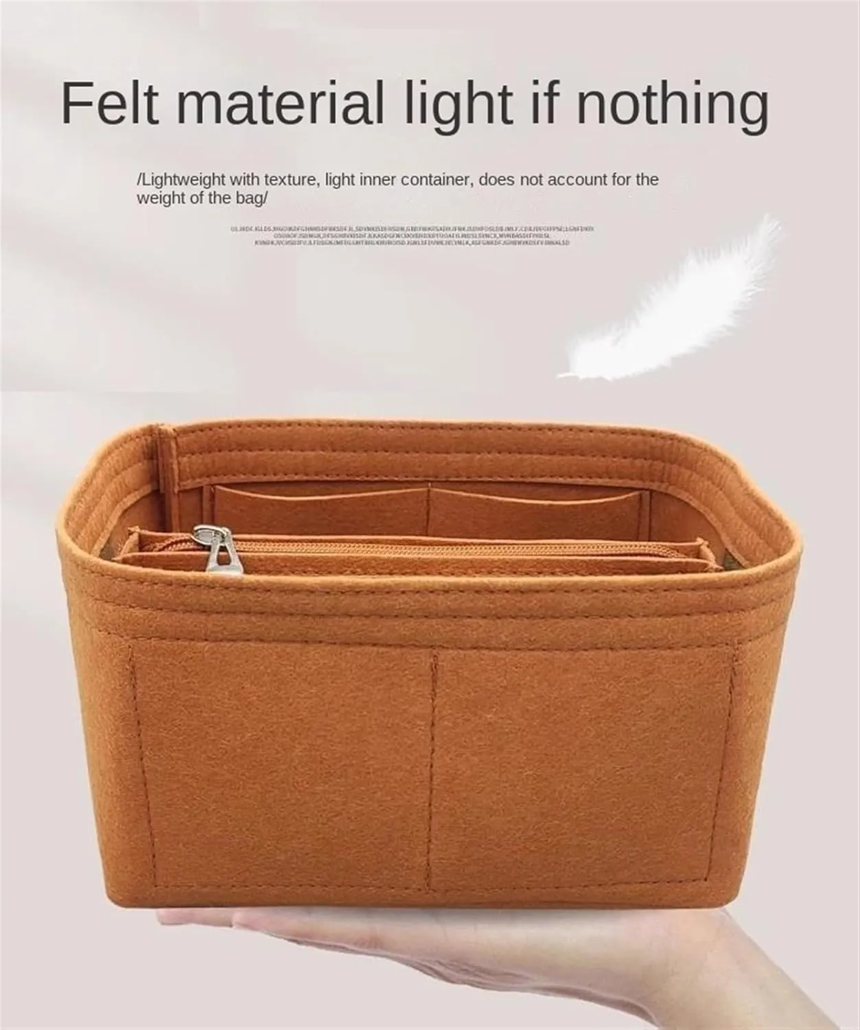 Bag Organizer Liner Storage Bag Bag Storage Insert Portable Makeup Bag for Hermes Picotin18/22/26(Brown B,Picotin 22)