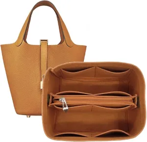 Bag Organizer Liner Storage Bag Bag Storage Insert Portable Makeup Bag for Hermes Picotin18/22/26(Brown B,Picotin 22)
