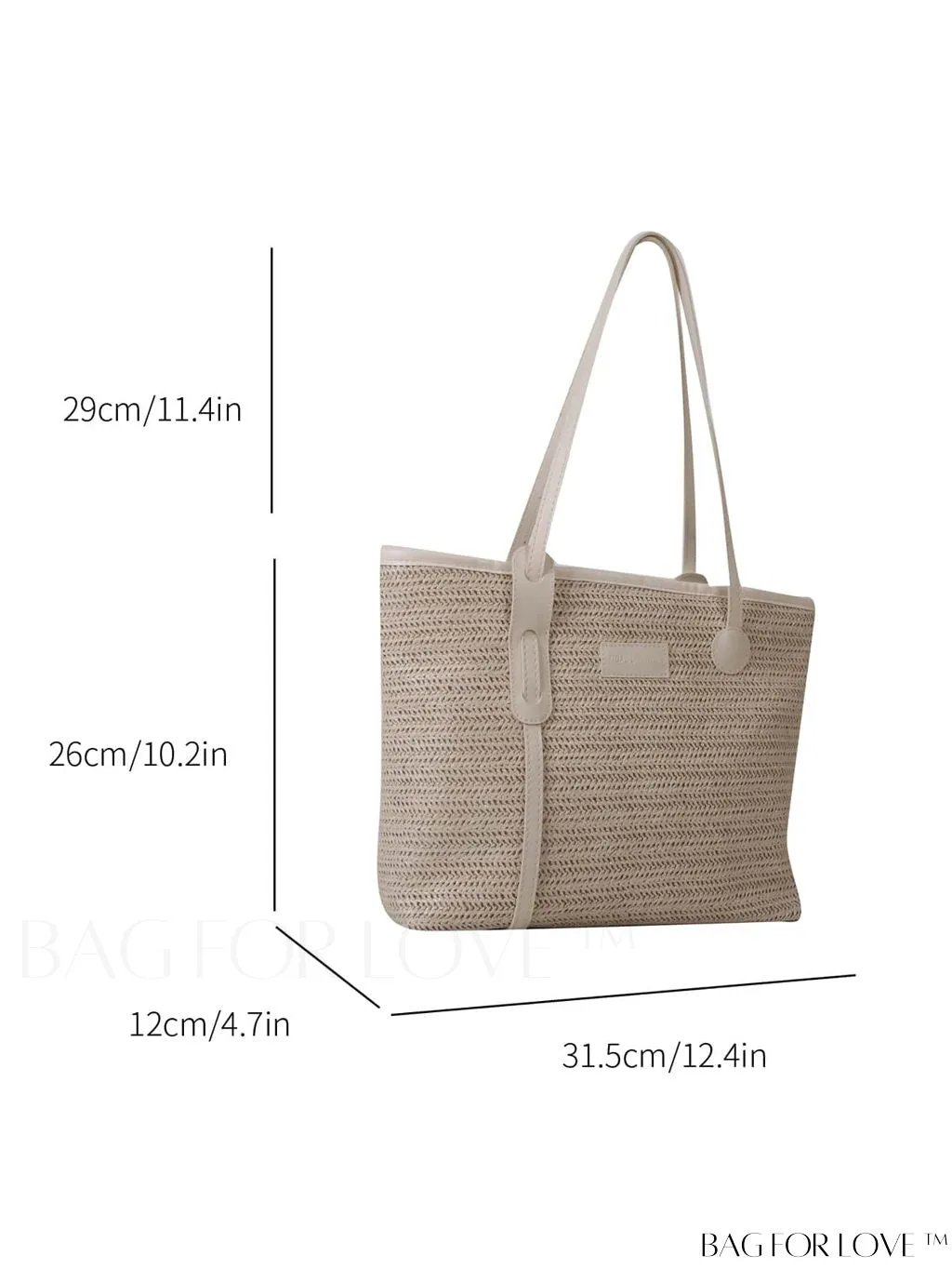 BagForLove - Letter Print Straw Tote Bag: Stylish Vacation Style with Ample Capacity