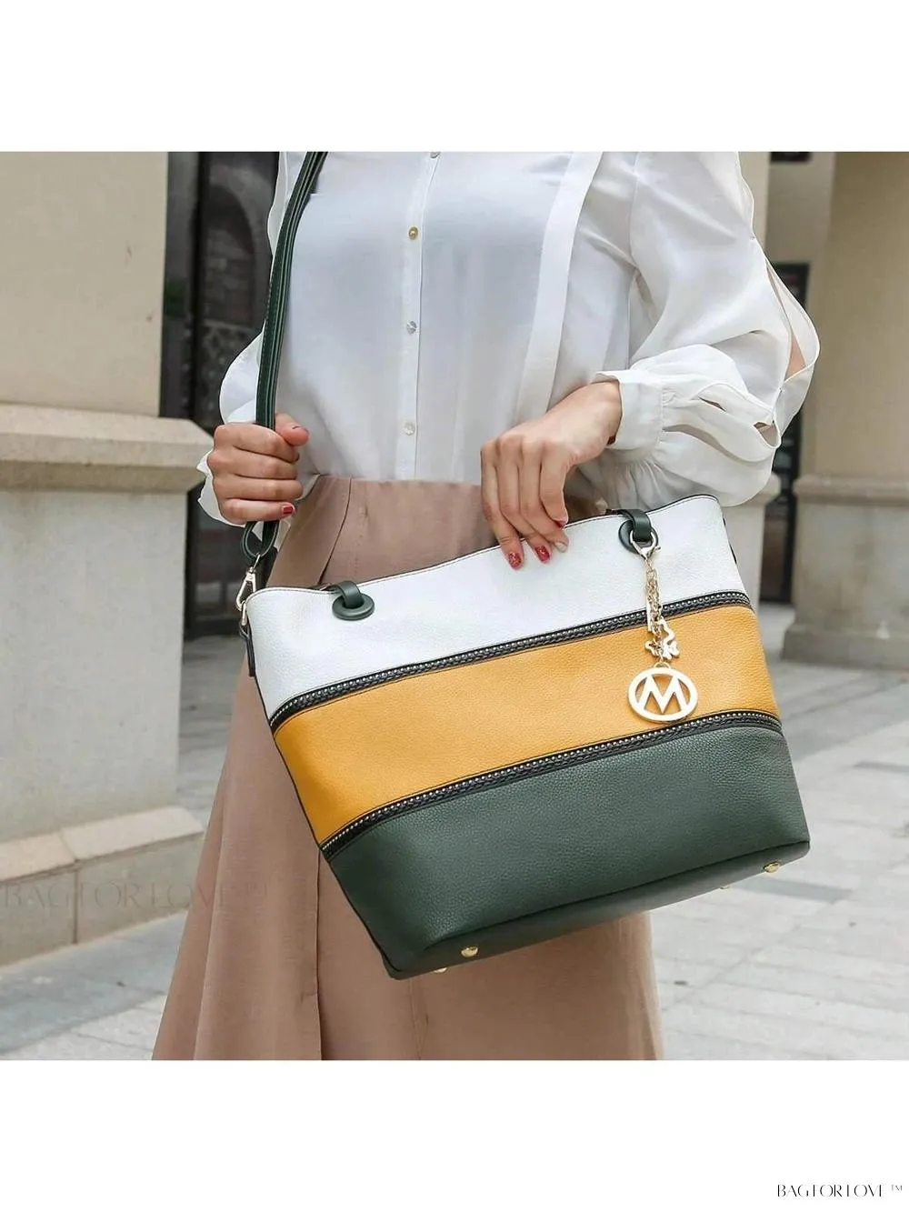 BagForLove - Mia K Collection - Color-Block Vegan Leather Purse and Wristlet
