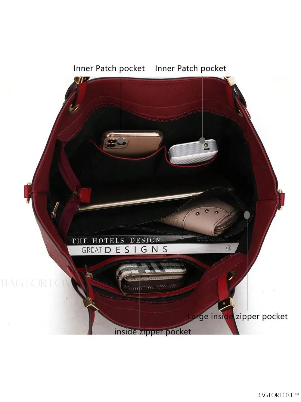 BagForLove - Mia K Collection - Color-Block Vegan Leather Purse and Wristlet