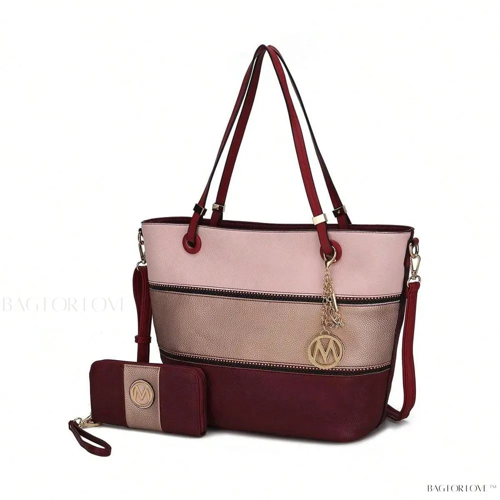 BagForLove - Mia K Collection - Color-Block Vegan Leather Purse and Wristlet