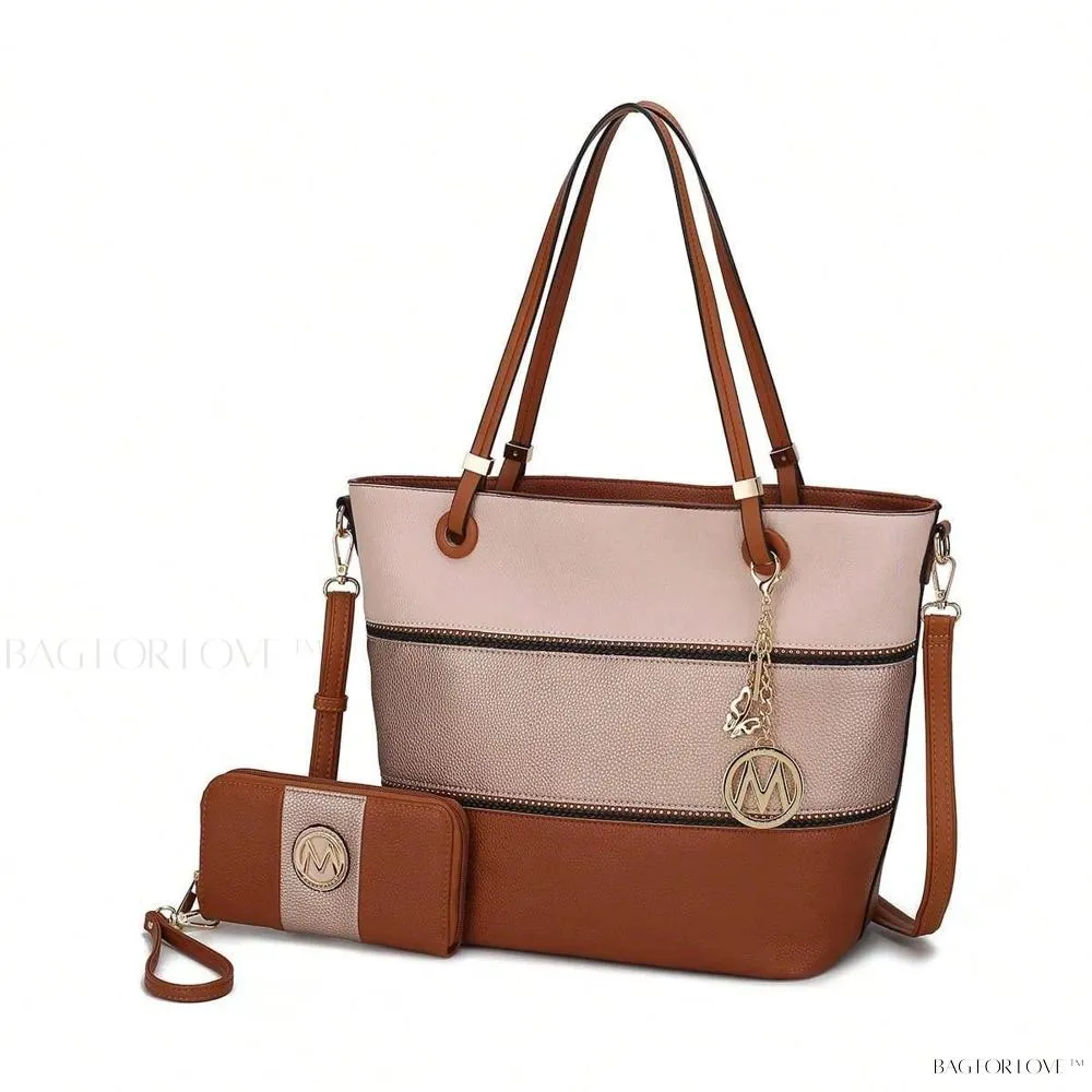 BagForLove - Mia K Collection - Color-Block Vegan Leather Purse and Wristlet