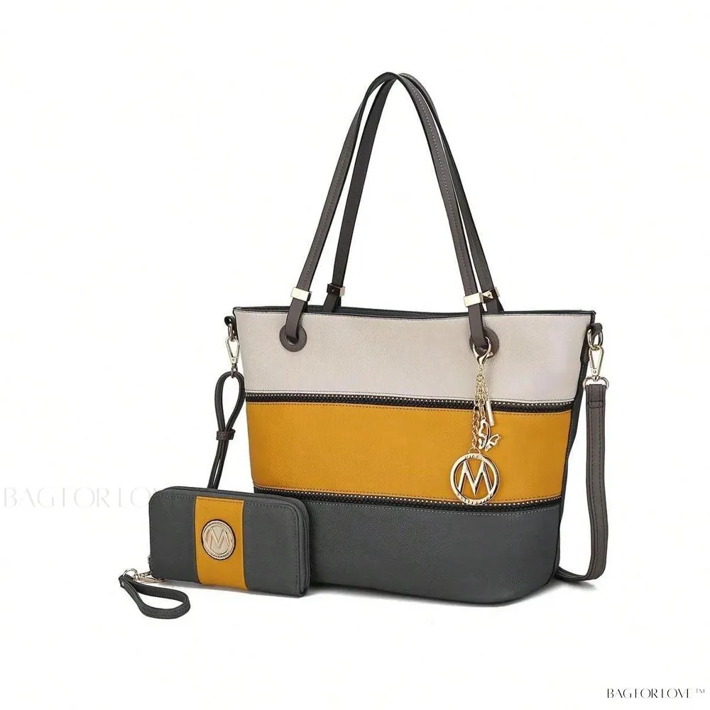 BagForLove - Mia K Collection - Color-Block Vegan Leather Purse and Wristlet