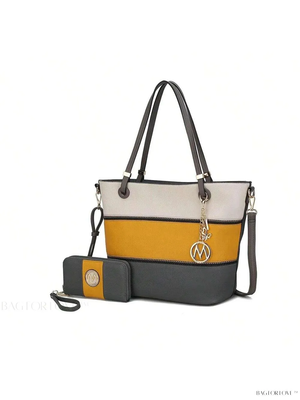 BagForLove - Mia K Collection - Color-Block Vegan Leather Purse and Wristlet