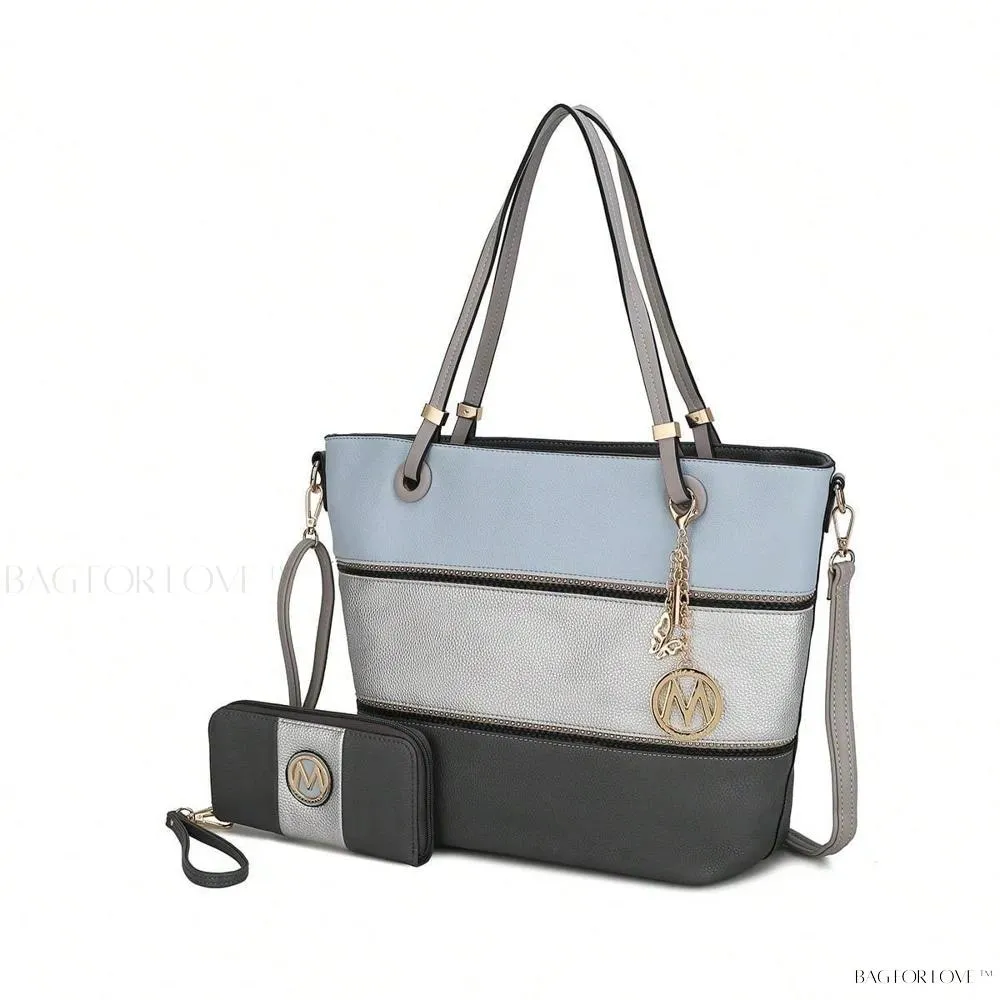 BagForLove - Mia K Collection - Color-Block Vegan Leather Purse and Wristlet