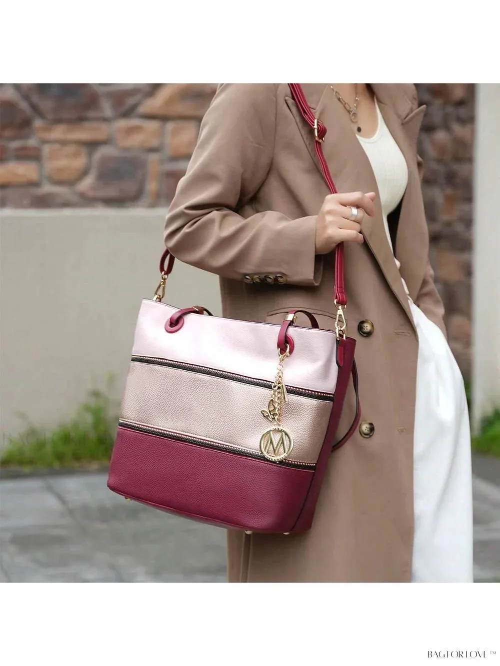 BagForLove - Mia K Collection - Color-Block Vegan Leather Purse and Wristlet