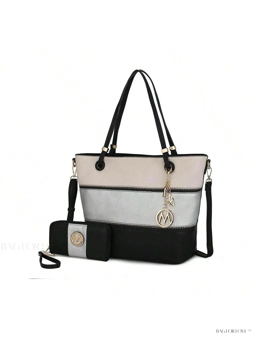 BagForLove - Mia K Collection - Color-Block Vegan Leather Purse and Wristlet