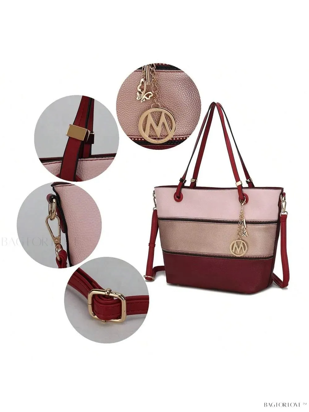 BagForLove - Mia K Collection - Color-Block Vegan Leather Purse and Wristlet