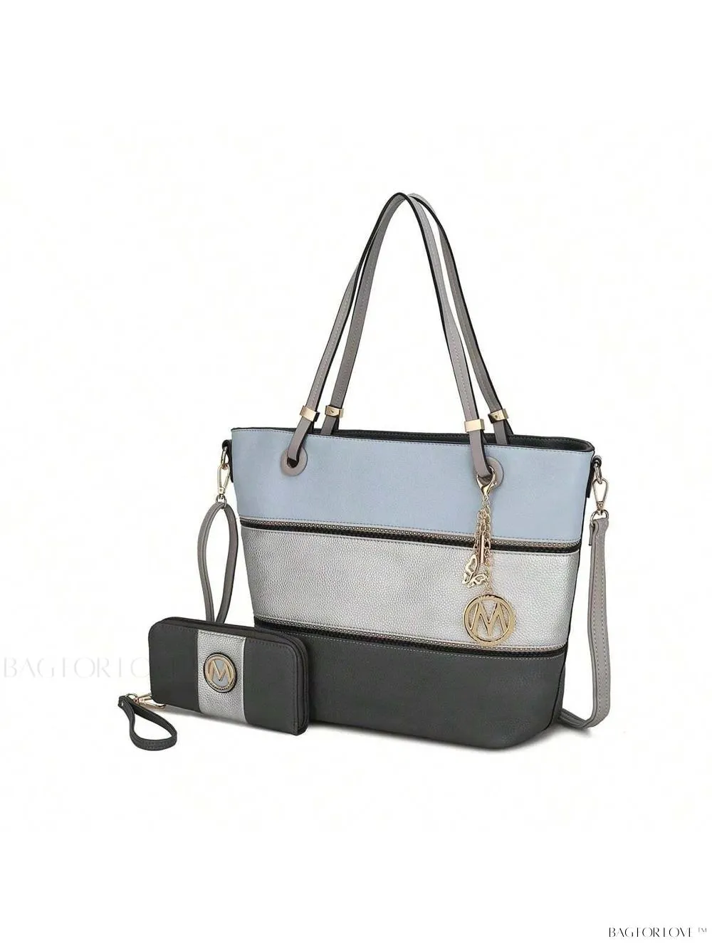 BagForLove - Mia K Collection - Color-Block Vegan Leather Purse and Wristlet