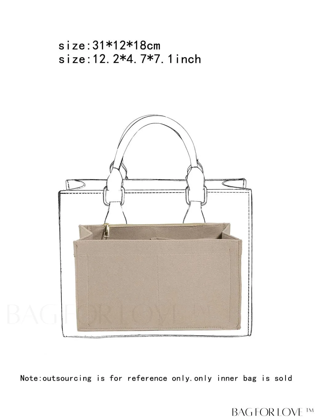 BagForLove - Multi-pocket Felt Tote Bag with Inner Compartment