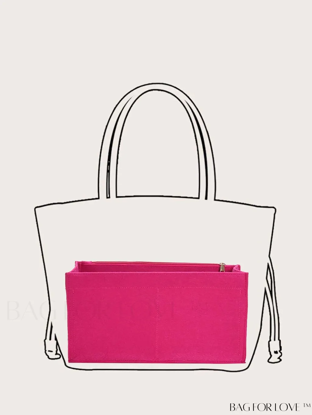BagForLove - Multi-pocket Felt Tote Bag with Inner Compartment