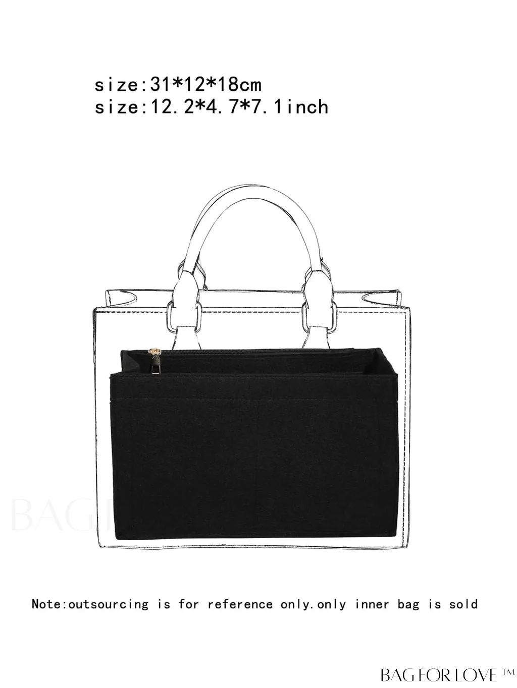 BagForLove - Multi-pocket Felt Tote Bag with Inner Compartment