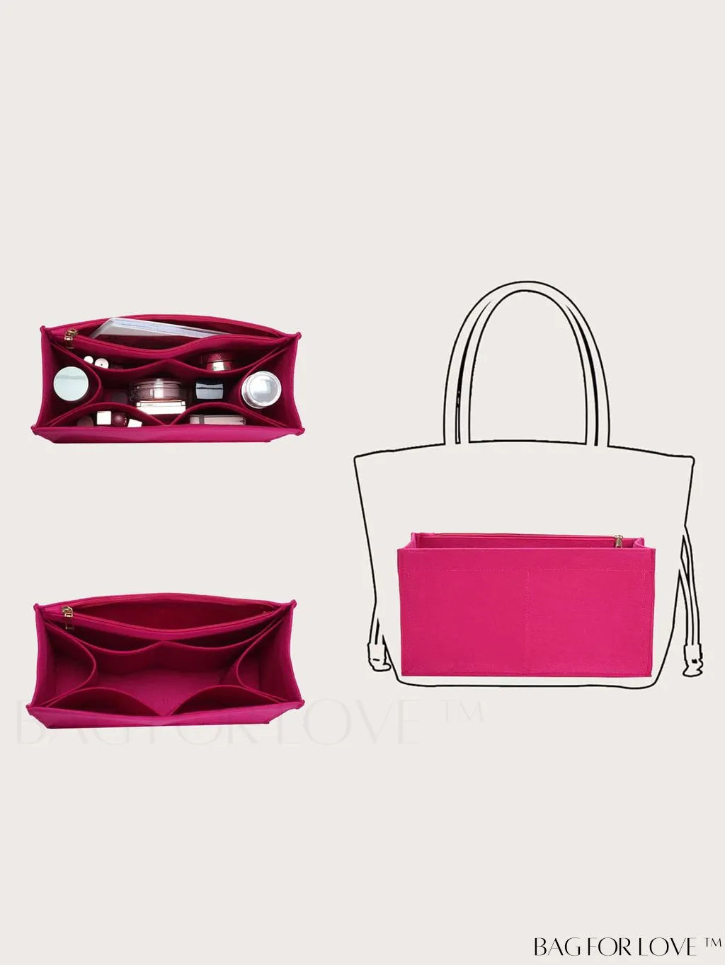 BagForLove - Multi-pocket Felt Tote Bag with Inner Compartment