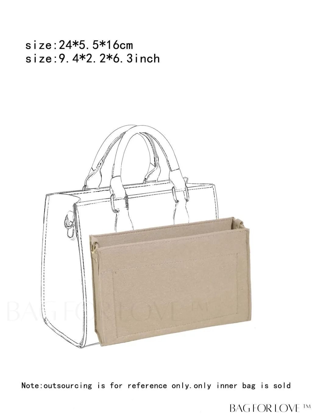 BagForLove - Multi-pocket Felt Tote Bag with Inner Compartment