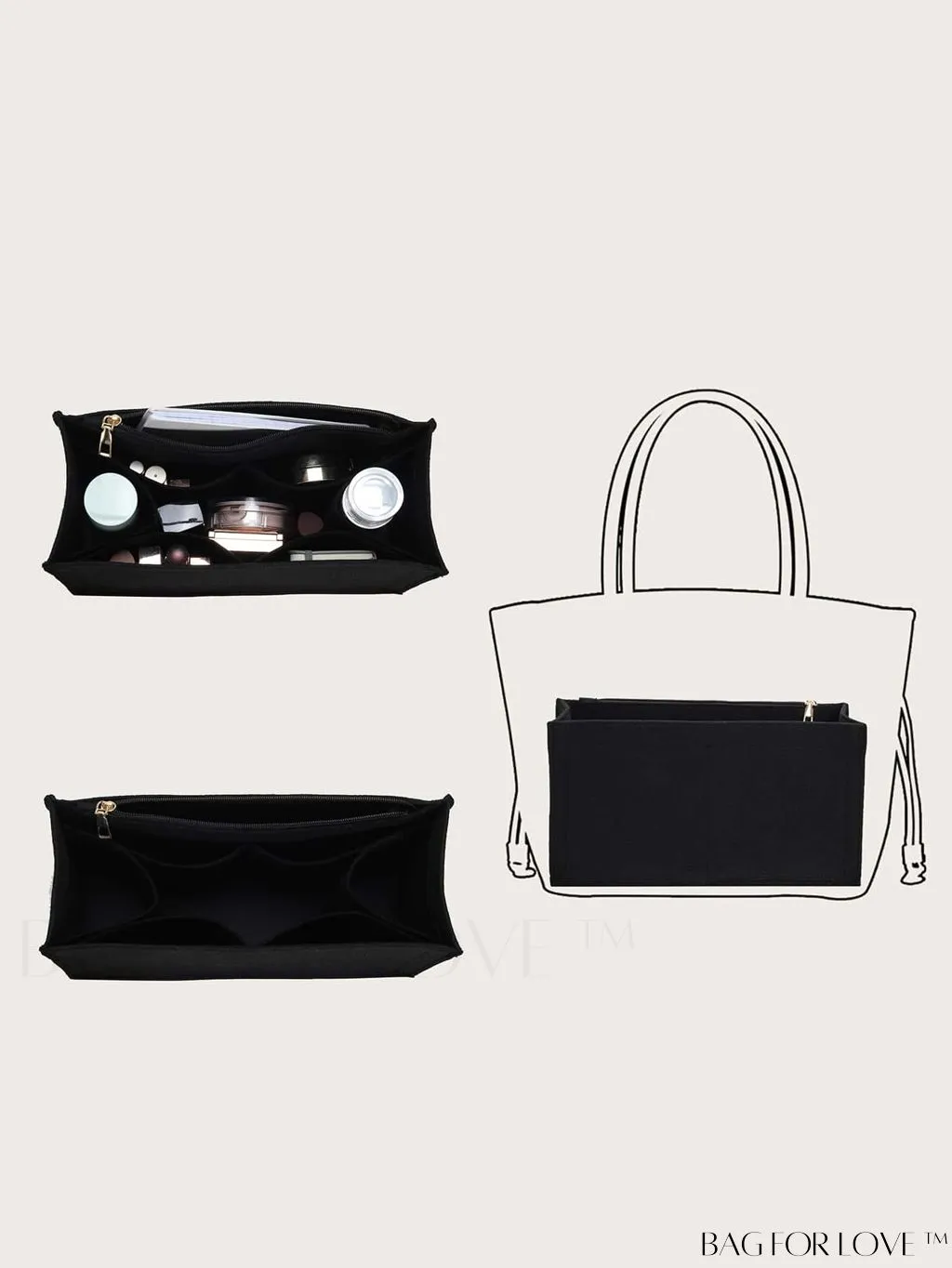BagForLove - Multi-pocket Felt Tote Bag with Inner Compartment