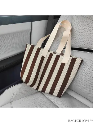 BagForLove - Striped Colorblock Beach Tote: Fashionable and Versatile Handbag for Casual Shoulder Carry