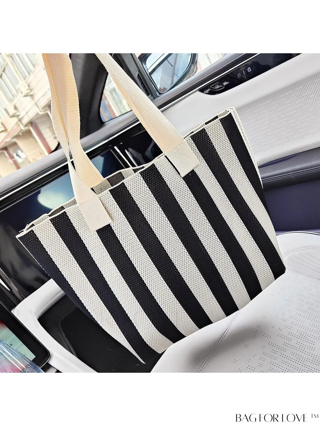 BagForLove - Striped Colorblock Tote: Fashionable and Versatile Beach Shoulder Bag