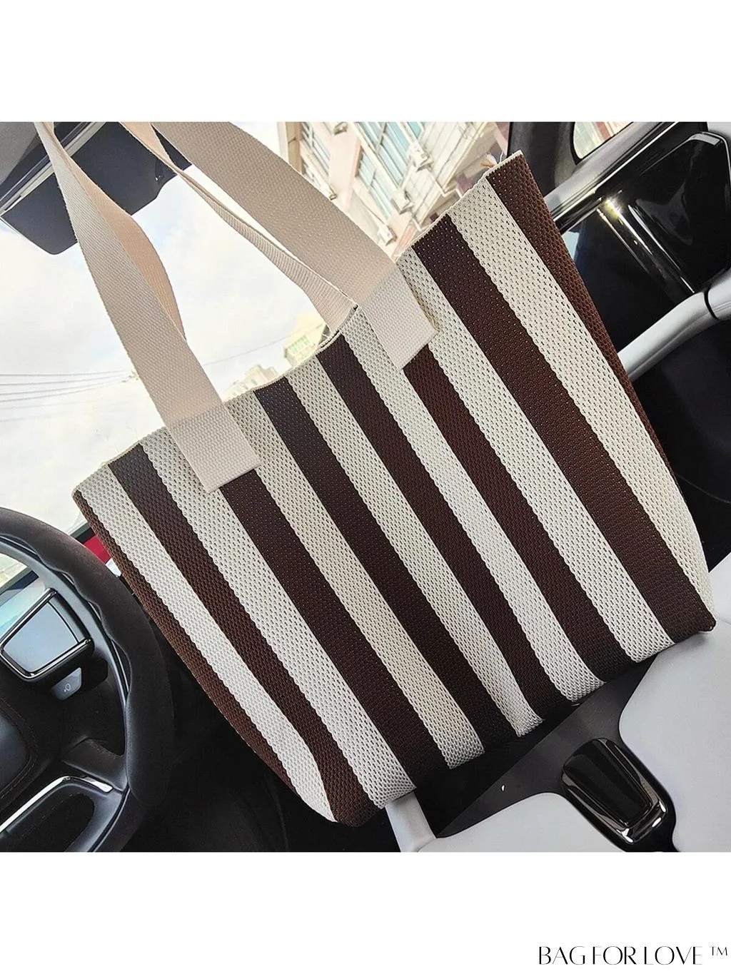 BagForLove - Striped Colorblock Tote: Fashionable and Versatile Beach Shoulder Bag
