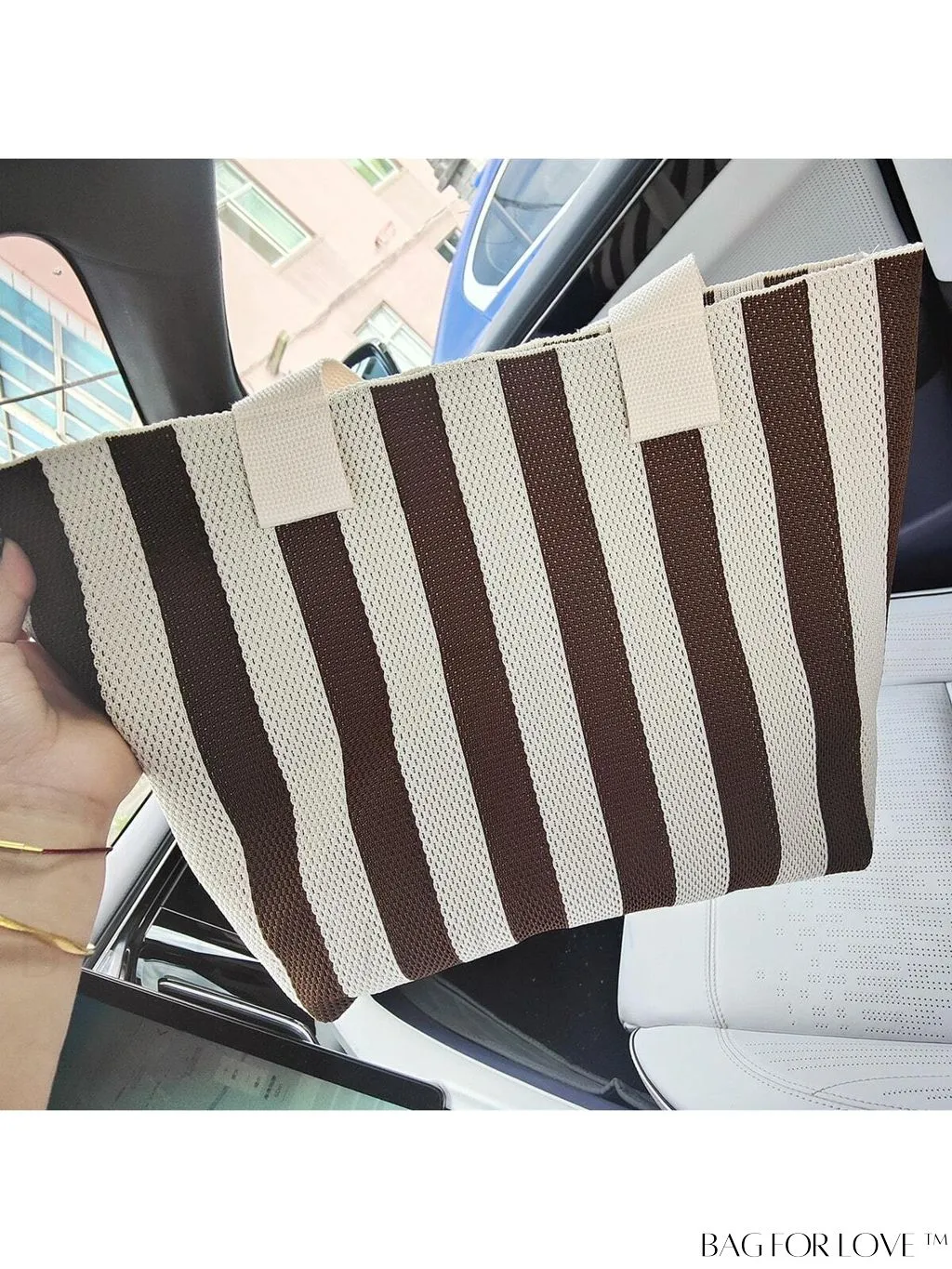 BagForLove - Striped Colorblock Tote: Fashionable and Versatile Beach Shoulder Bag