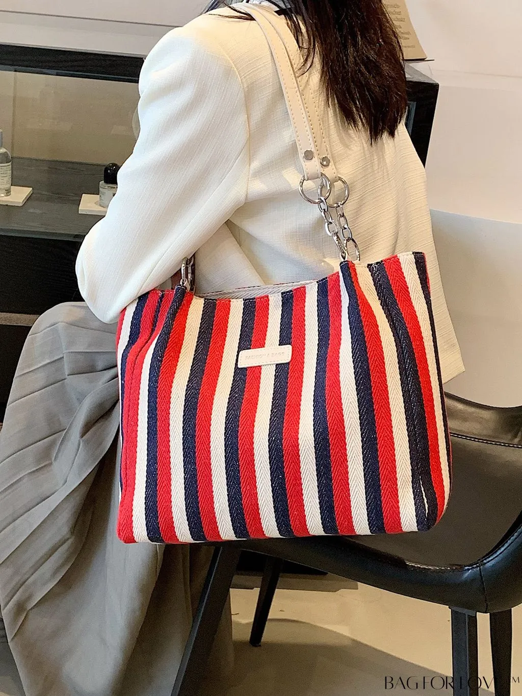 BagForLove - Stylish Womens Tote Bag with Striped Pattern and Spacious Interior